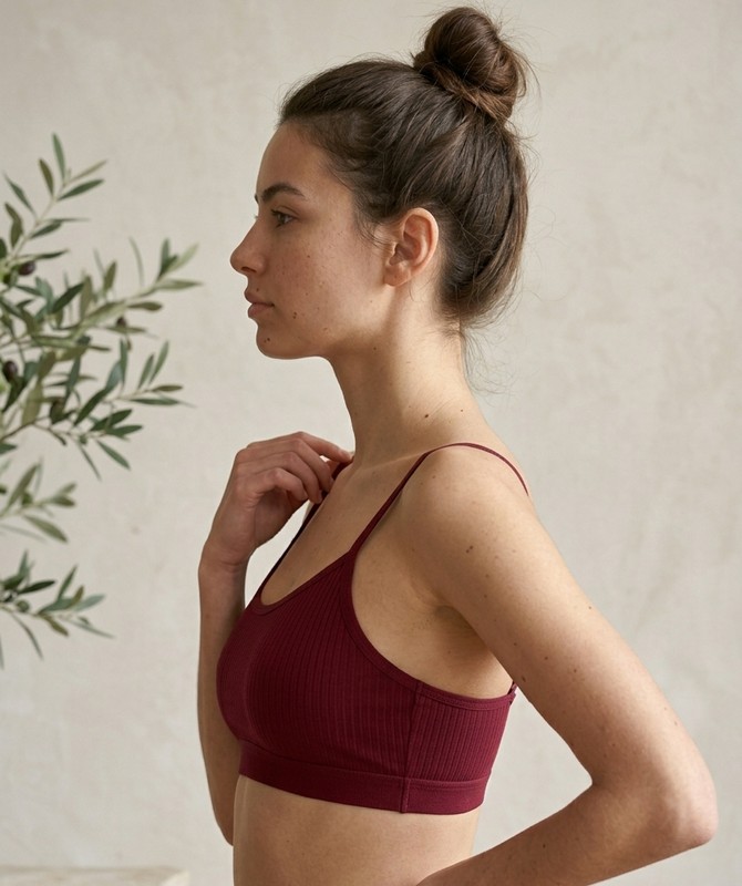 Fitilli İp Askılı Pedli Büstüyer (Bordo)