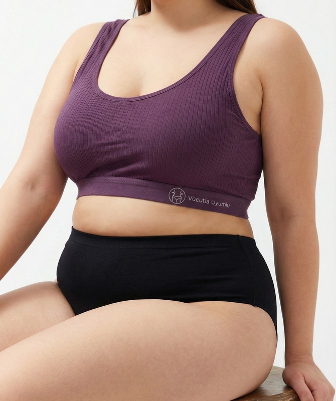 Model 28BB Fitilli Kalın Askılı Büstiyer (Mürdüm)